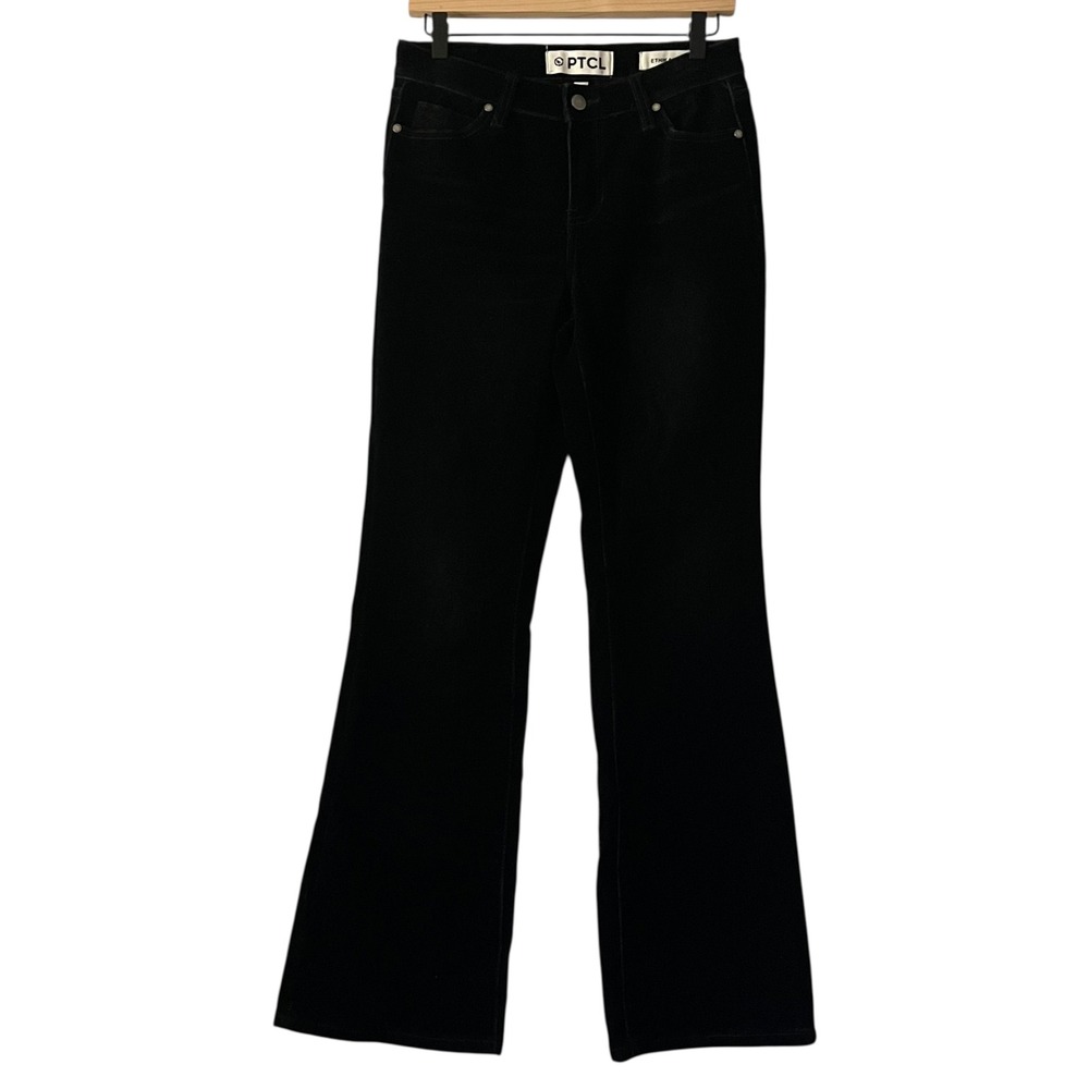 PTCL Women's‎ Black Velvet Velour High Rise Bootcut Jeans Ethical Brand Size 27